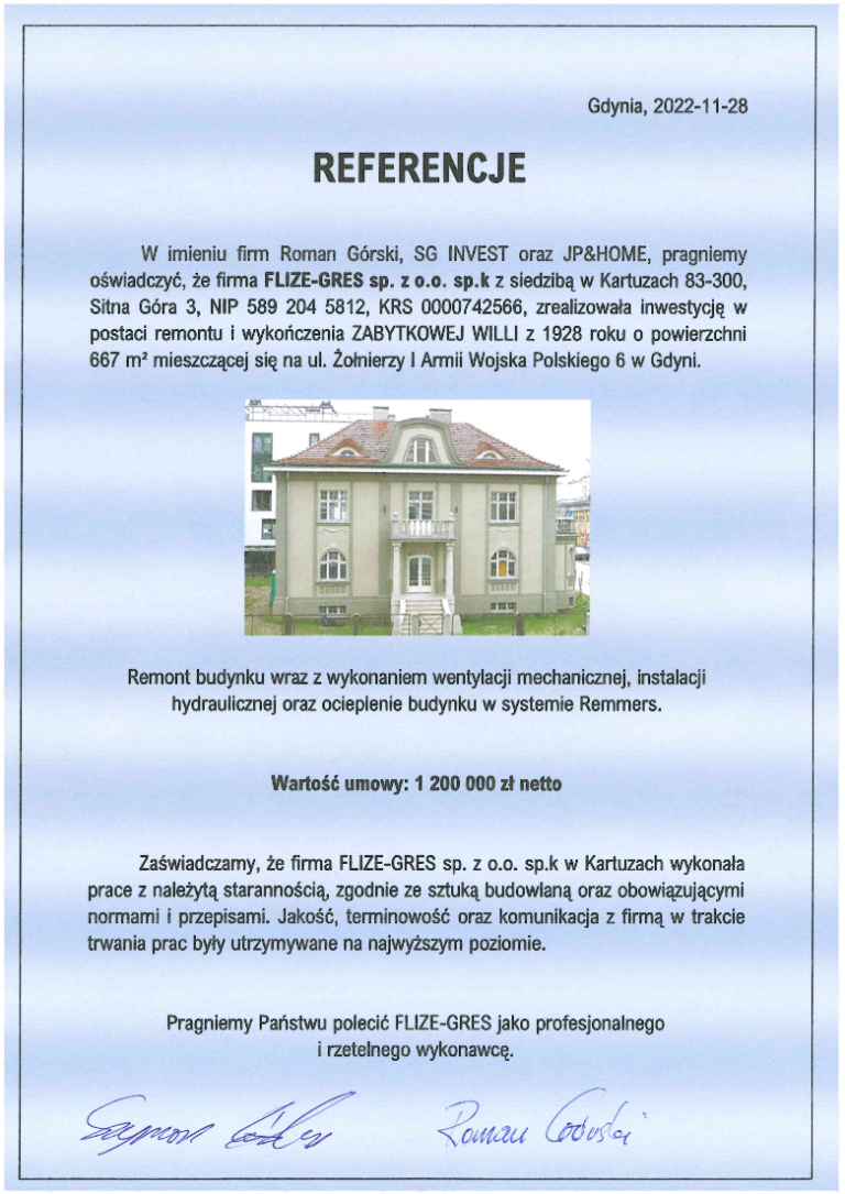 referencje Centrum Techniki Morskiej, remont dachu