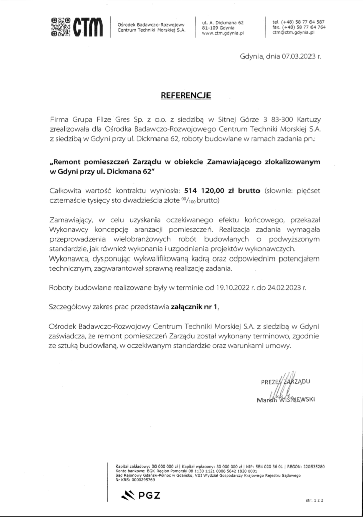 remont wnętrza centrum techniki morskiej w gdyni