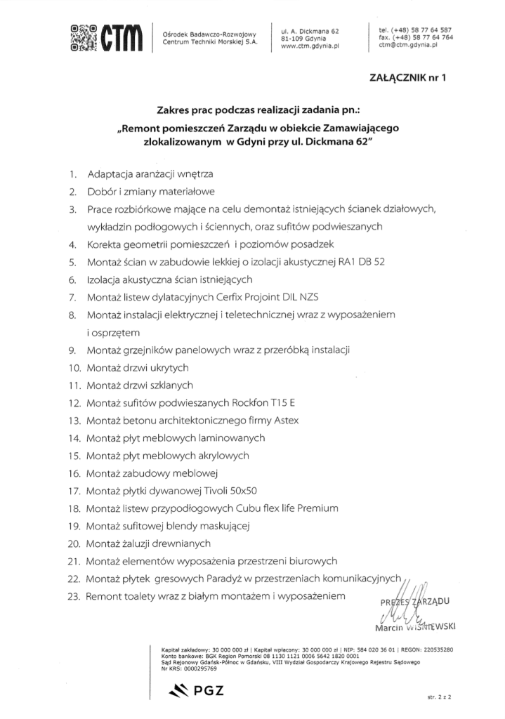 remont wnętrza centrum techniki morskiej w gdyni