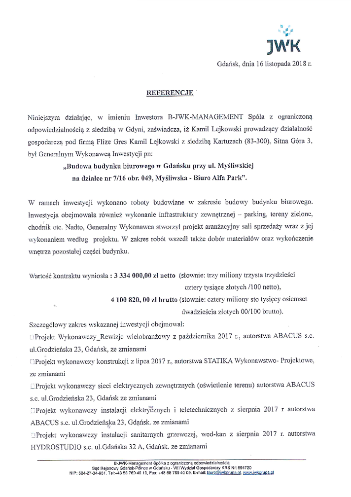 referencje alfa park 1